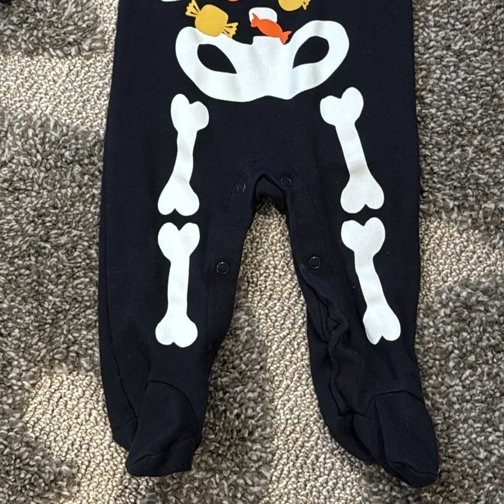Just One You Carters Baby Boy Black Skeleton Candy Footed Pajamas Sleeper 9M